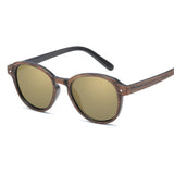 Oulylan Men Sunglasses Vintage Mirror Lenses Driving Sun Glasses Male Wood Grain Frame Eyewear UV400