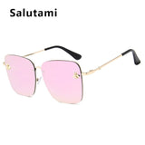 Retro Square Bee Sunglasses Women Brand Designer Metal Frame Oversized Sun Glasses Fashion Men Gradient Shades Oculos UV400