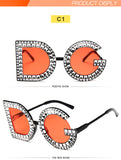 Fashion Crystal Diamond Round Oversized Sun glasses Brand Luxury DG Sunglasses Ladies Fashion Sunglasses for Women Party